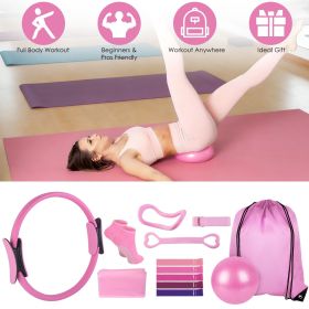 14Pcs Pilates Ring Essentials Kit For Women with Yoga Ball Arm Stretcher 5 Resistant Bands Figure 8 Resistant Band Elastic Band Non-slip Socks Yo