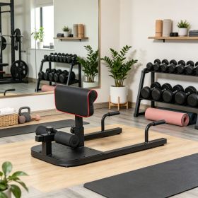 Black 3-in-1 Padded Push Up Sit Up Squat Machine: All-in-One Home Gym Fitness Equipment for Core & Lower Body Workout
