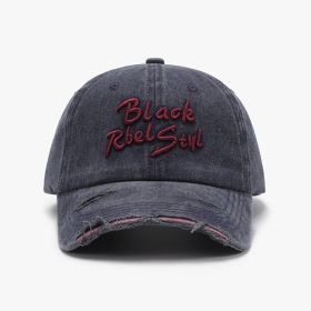 Letter Three-dimensional Embroidery Hole Soft Wine Red Baseball Cap (Option: Navy Blue-Adjustable)