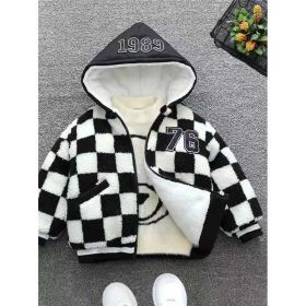 Versatile Fashion Trend Warm Jacket Clothing (Option: Black and white-L)