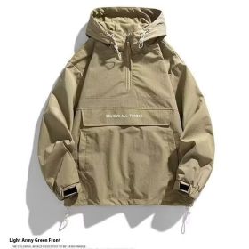 Half Zipper Pullover Men's Spring And Autumn New Hooded Fir Sweater (Option: Green-2XL)