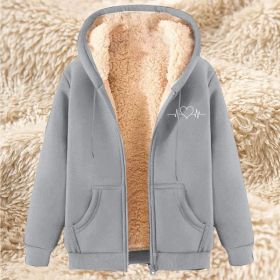 Men's Fleece Hoodie With Fleece Lining, Thick And Warm For Winter, Lamb Fleece For Autumn And Winter (Option: 21 Light Gray-2XL)