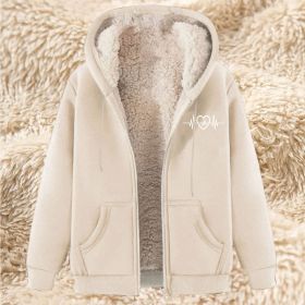 Men's Fleece Hoodie With Fleece Lining, Thick And Warm For Winter, Lamb Fleece For Autumn And Winter (Option: 21 Apricot-XL)