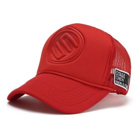 Trendy Brand Solid Color Tall Truck Hat Truck Hat For Men And Women Couples Caps (Option: Red-One size)