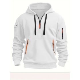 Dropped Shoulder Hooded Sweatshirt Men's Women's Plus Size Loose Pullover Fashion Sweatshirt (Option: White-3XL-1pcs)