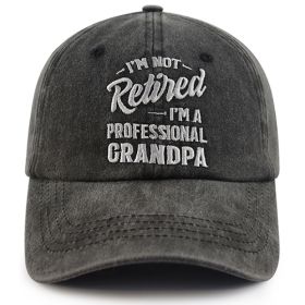 I'm Not Retired I'm A Professional Grandpa Hat - Funny Washed Cotton Baseball Cap For Men (Option: Black)