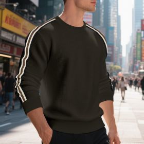 Casual Men's Loose Round Neck Sweater Thin (Option: Brown-S)