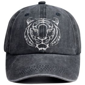 2pcs Tiger Head Embroidered Baseball Cap - Vintage Washed Cotton Hat, Adjustable Unstructured Low Profile, Wildlife Animal Cap For Men Women (Option: 1pcs)