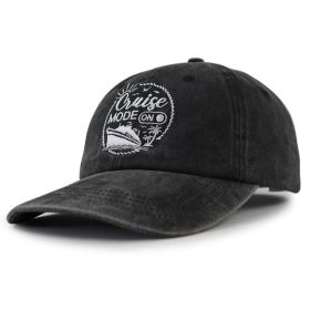 2pcs Cruise Mode On Embroidered Baseball Cap, Vintage Washed Distressed Hat For Men Women, Summer Beach Vacation Cruise Trip Gift (Option: 1pcs)