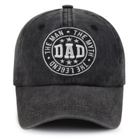DAD The Man The Myth The Legend Vintage Washed Baseball Cap, Funny Hat For Men, Adjustable Cotton Trucker Cap (Option: Black)