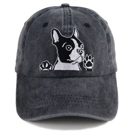2pcs Boston Terrier Dog Embroidered Baseball Cap - Vintage Washed Cotton Hat, Adjustable Unstructured Low Profile, Cute Pet Cap For Men Women (Option: 1pcs)