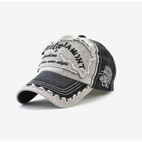 Embroidered Men's Outdoor Leisure Tiger Head Sun Hat (Option: Black)