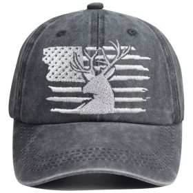 2pcs American Flag Deer Embroidered Baseball Cap - Vintage Washed Cotton Hat, Adjustable Unstructured Low Profile, Hunting Outdoor Cap For Men Wo (Option: 1pcs)