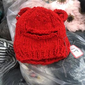 New Bear Ears Knitted Hat (Option: Red-M56 58cm)
