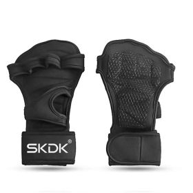 Weightlifting Fitness Gloves With Wrist Wraps; Silicone Gel Full Palm Protection; Gym Workout Gloves; Power Lifting Equipment (Color: BLACK, size: M)