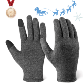 Winter Gloves Thermal Touch Screen Thermal Windproof Warm Gloves 1Pc Arthritis Gloves Woman Rheumatoid Magnetic Therapy Glove (Color: GRAY, Gloves Size: S)
