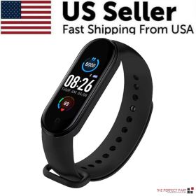 M4 Smart Watch Band Blood Pressure Bracelet Wristband Fitness Tracker Heart Rate (Color: BLACK)