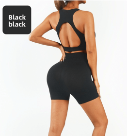 Workout Sets for Women 2 Piece High Waisted Seamless Leggings with Padded Stretchy Sports Bra Sets Gym Clothes (Color: BLACK, size: M)