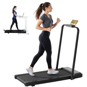 Compact Armless Treadmill, Quiet Under Desk Walking Pad, 200 Lbs Capacity 3 in 1 Portable Walking Treadmill (Color: BLACK)