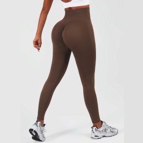Women High Waisted Leggings, Tummy Control Pants, Full Length Soft Stretchy Yoga Pants (Color: Coffee, size: S)