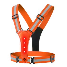 LED Running Vest, High Visibility Reflective Vest for Night (Color: ORANGE)