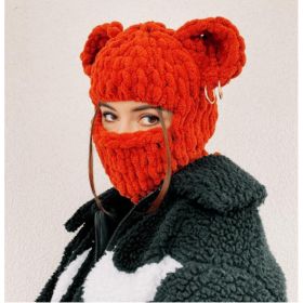 New Bear Ears Knitted Hat (Option: Ginger bear-M56 58cm)