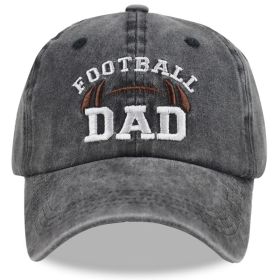 Football Dad Hat, Washed Vintage Baseball Cap For Men, Adjustable Unstructured Cotton Cap, Great Gift For Football Loving (Option: Black)