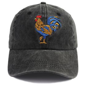 2pcs Colorful Rooster Embroidered Baseball Cap - Vintage Washed Cotton Hat, Adjustable Unstructured Low Profile, Casual Farm Animal Cap For Men W (Option: 1pcs)