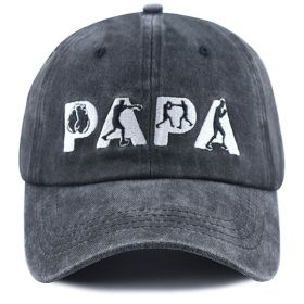 PAPA Embroidered Baseball Cap For Men, Funny Hat For Father's Day, Washed Cotton Adjustable Trucker Hat (Option: Black)