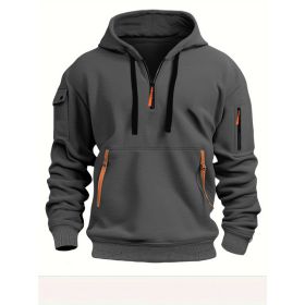 Dropped Shoulder Hooded Sweatshirt Men's Women's Plus Size Loose Pullover Fashion Sweatshirt (Option: Dark Gray-4XL-1pcs)