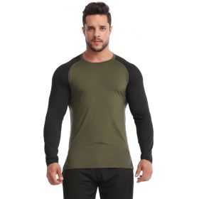 Fitness Clothes Men's High Elastic Breathability PRO Quick-drying (Option: Army Green Black-3XL-1pcs)