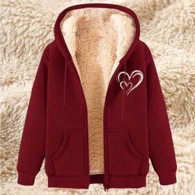 Sweater Men's Fleece-lined Thickened Men's Winter Lambskin (Option: 17 Wine Red-5XL)