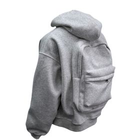 Backpack Men's Loose Sports And Leisure Hooded Zipper Sweatshirt (Option: Gray-3XL)