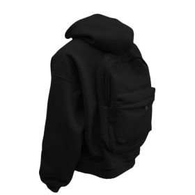 Backpack Men's Loose Sports And Leisure Hooded Zipper Sweatshirt (Option: Black-3XL)