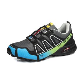Summer Hiking Shoes Outdoor Shoes Men's Super Lightweight Breathable Shock Absorption Off-road Trekking Shoes (Option: Gray Green-47)