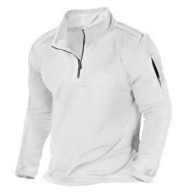 Men's Outdoor Zipper Pocket Long Sleeve Sweater (Option: White-3XL)