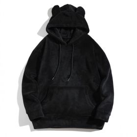 Men's Casual Cool Fashion Sweater Coral Fleece Jacket (Option: Black-2XL)
