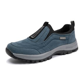 Men's Shoes Lightweight Plus Size Outdoor Climbing Boots Hiking Autumn And Winter (Option: Dark Blue-38)