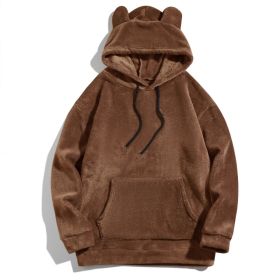 Men's Casual Cool Fashion Sweater Coral Fleece Jacket (Option: Camel-2XL)