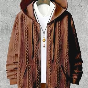 Men's Plus-sized Casual Hooded Sweater (Option: Caramel Color-6XL)