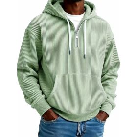 Men's Solid-Colored Corduroy Long-Sleeve Hoodie For Sports And Casual Wear (Option: Gray Green-5XL)