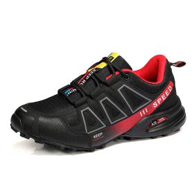 Summer Hiking Shoes Outdoor Shoes Men's Super Lightweight Breathable Shock Absorption Off-road Trekking Shoes (Option: Black And Red-38)