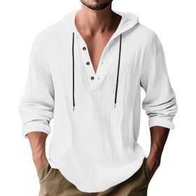 Hooded Casual Loose-fitting T-shirt Sweater For Men (Option: White-XL)