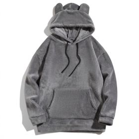 Men's Casual Cool Fashion Sweater Coral Fleece Jacket (Option: Gray-2XL)