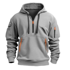 Dropped Shoulder Hooded Sweatshirt Men's Women's Plus Size Loose Pullover Fashion Sweatshirt (Option: Light Gray-4XL-1pcs)