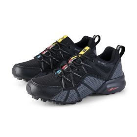 Lightweight Breathable Men's Mesh Outdoor Sports And Casual Hiking Shoes (Option: Black-44)