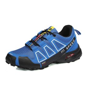 Summer Hiking Shoes Outdoor Shoes Men's Super Lightweight Breathable Shock Absorption Off-road Trekking Shoes (Option: Blue-42)
