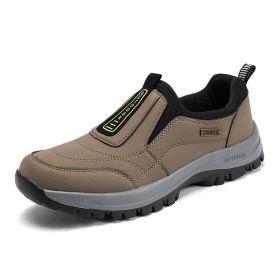 Men's Shoes Lightweight Plus Size Outdoor Climbing Boots Hiking Autumn And Winter (Option: Khaki-48)