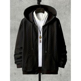 Men's Plus-sized Casual Hooded Sweater (Option: Black-5XL)